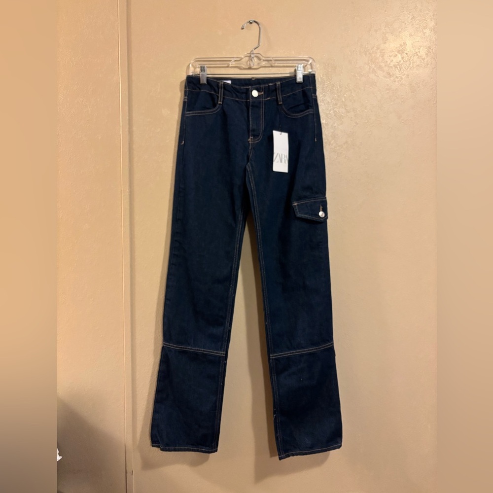 Zara Dark Blue Straight Leg Jeans